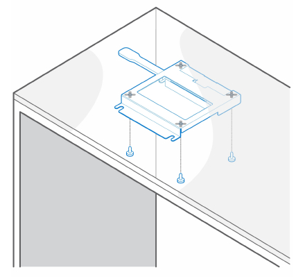 Installing self-tapping screws to secure the VESA mount under the desk