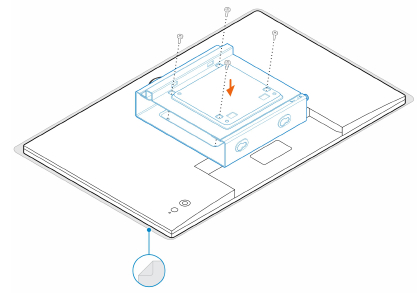 Installing the screws to secure the VESA mount on the monitor