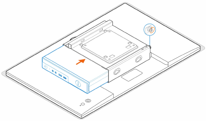 Tightening the thumbscrew to the VESA mount