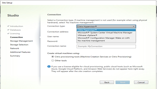 Selecting a Virtual Managed Machine