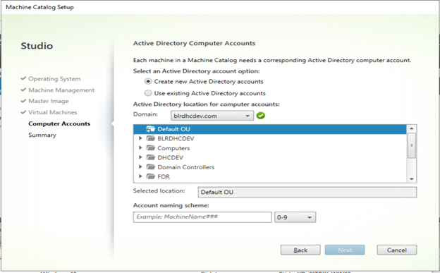 Selecting domain details