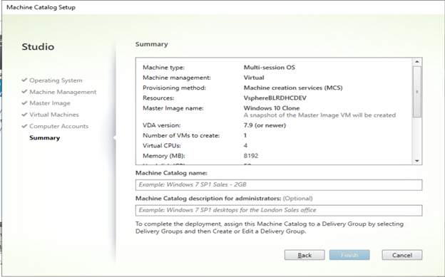 Populating a machine catalog name