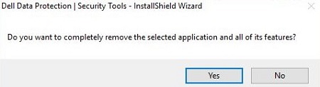 Confirming the uninstall of Dell Data Protection Security Tools