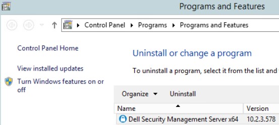 Version de Dell Security Management Server x64