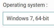 Drop-down-Liste des Betriebssystems