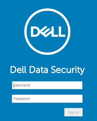 Login til Dell Data Security-administrationskonsol