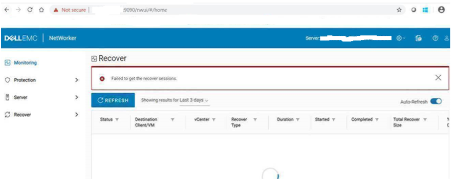 NWUI: the 'monitoring' page is stuck in a load loop. Browser console ...