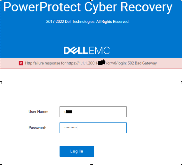 PowerProtect After Upgrading Cyber Recovery to Version 19.9, Error