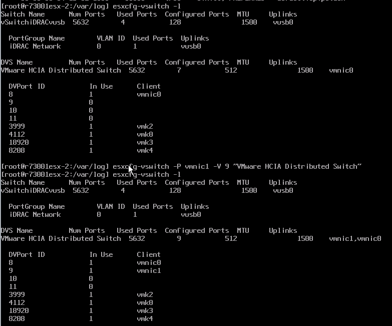 esxcfg-vswitch command output example