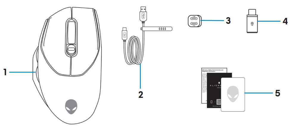 Alienware AW620M Wireless Gaming Mouse box content