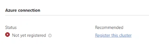 Seção no Windows Admin Center mostrando o status do cluster como 
