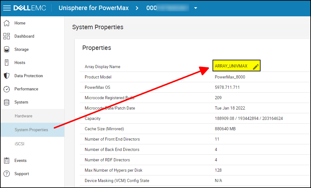 Имена дисплеев массивов