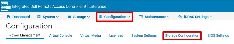 Configuration du stockage