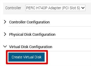 Bouton Create Virtual Disk pour les versions antérieures à 5.10.00.00