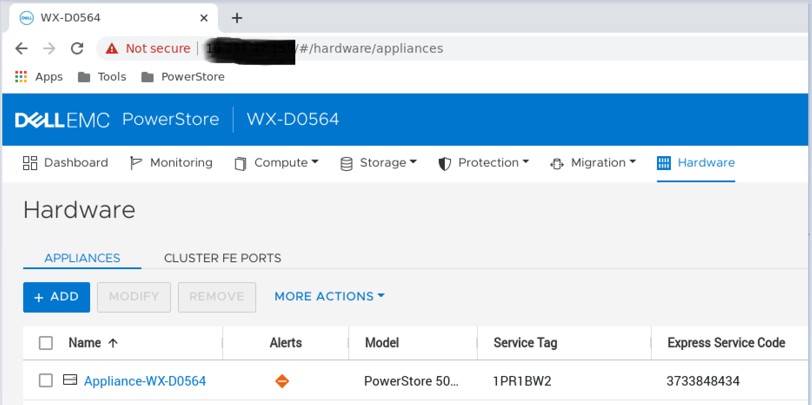 PowerStore Express Service Code is missing in the PowerStore Manager