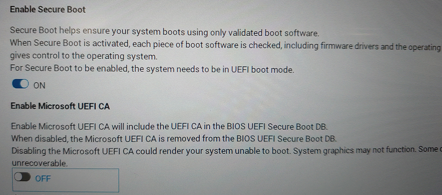 Ativação de Secure Boot no BIOS