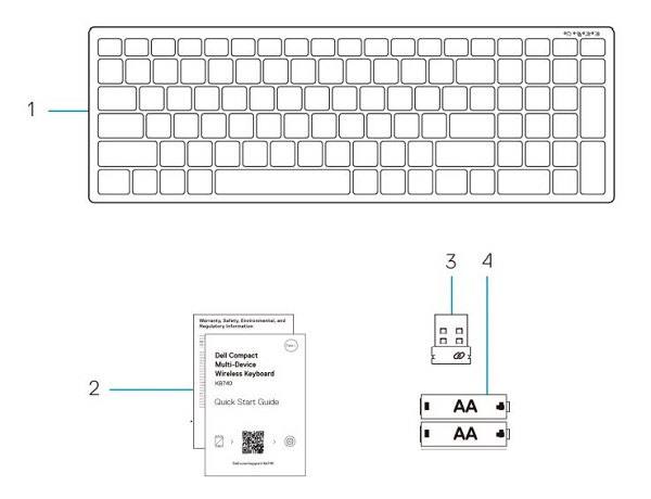 Clavier compact sans fil multipériphérique Dell - KB740 - français