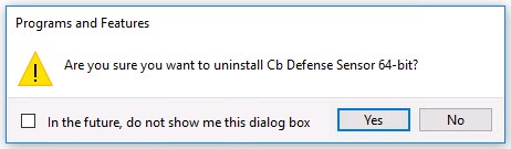 Disinstallazione di Cb Defense Sensor