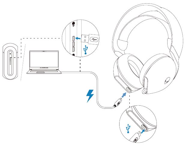 Charging Alienware Dual-Mode Wireless Gaming Headset AW720H