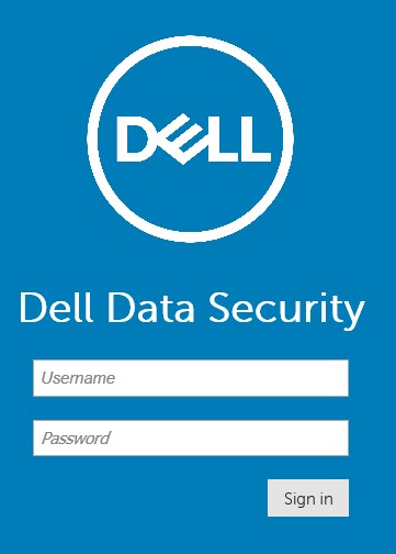 Dell Data Security administration console login