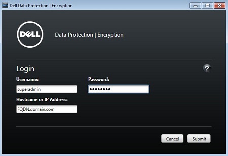 Dell Data Protection administration console login