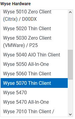 Wyse 씬 클라이언트 선택