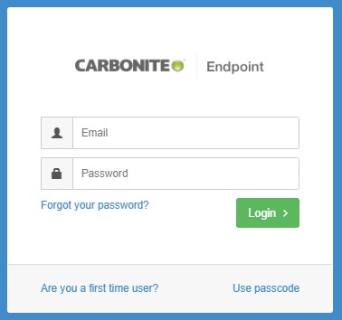 Carbonite Endpoint administration console