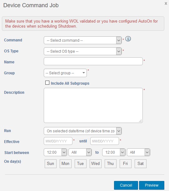 Nabídka Device Command Job