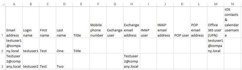 Example Excel CSV