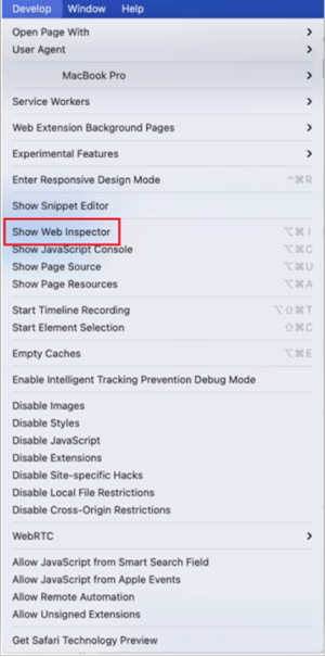 Show Web Inspector