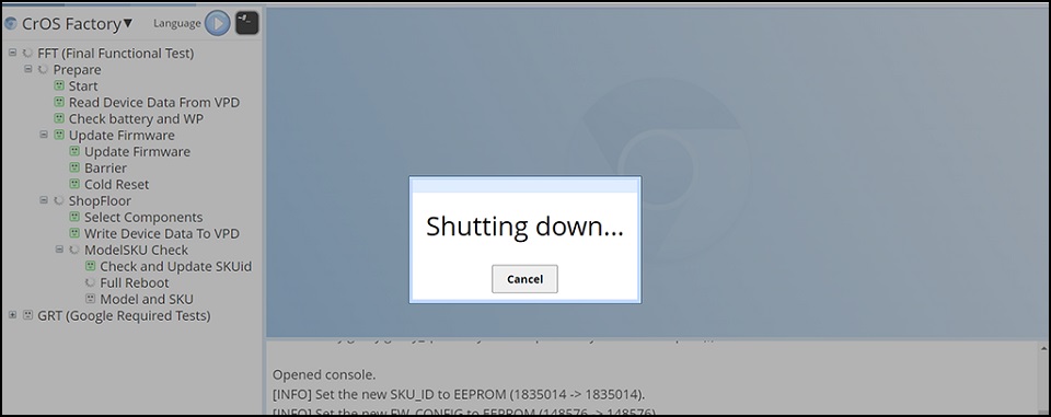 ChromeOS Factory - Shutting Down