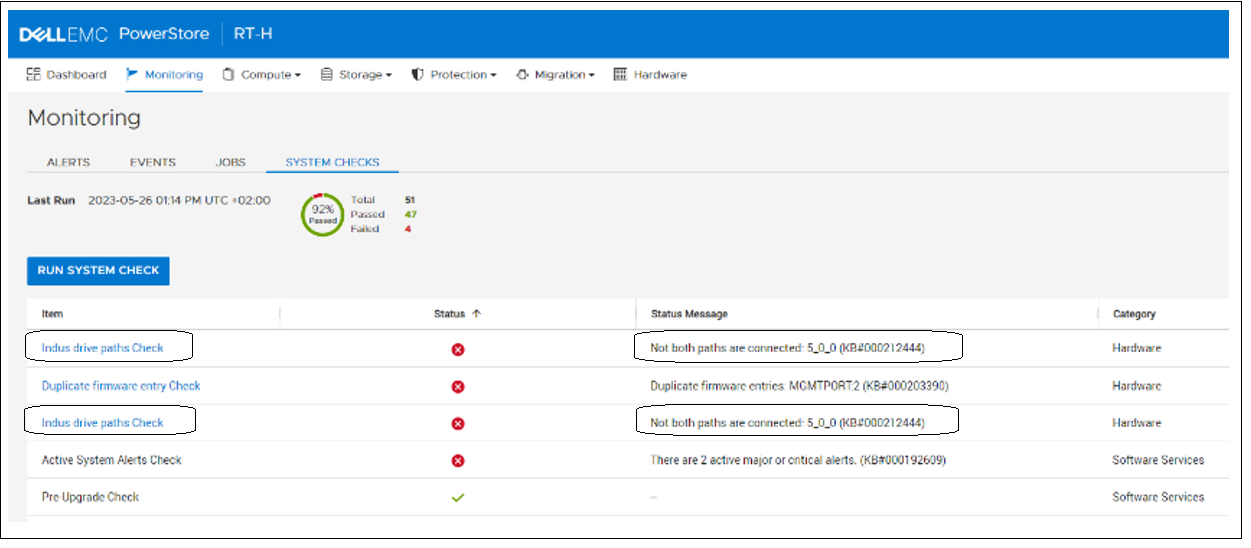 PowerStore System Health Check detects unstable paths to ENS24 NVMe