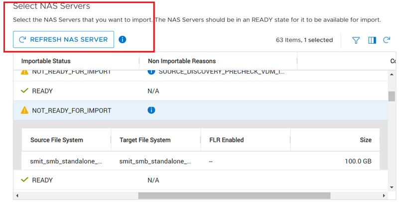 Screenshot of Click ‘REFRESH NAS SERVER’ Button Manually to See the Latest Status in PowerStore