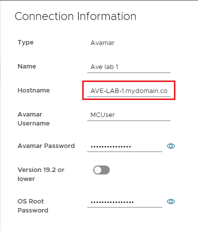 Screenshot of Connection information showing uppercase letters