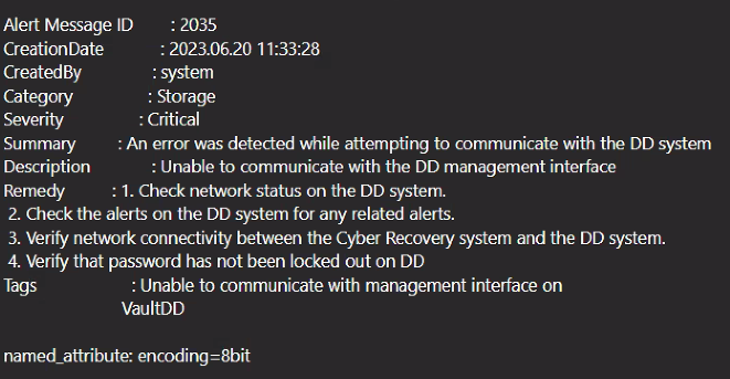 Cyber Recovery alerts