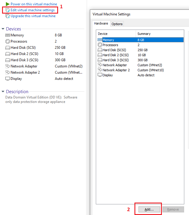PowerProtect VMware 워크스테이션에 새 Data Domain Virtual Edition NIC를 추가하는 방법