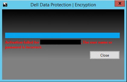 [USERNAME] 的啟用失敗。使用者名稱或密碼不正確
