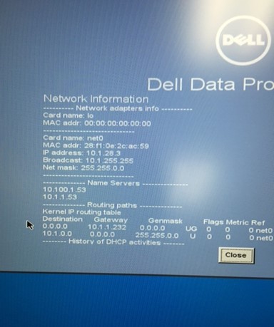 PBA screen show incorrect IP address or old subnet