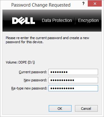 Weergave van de gevraagde prompt voor het wijzigen van het EME-wachtwoord