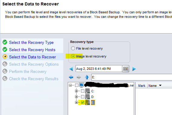 Now choose Restore type as “Image Restore” this type is used to perform Complete Drive recovery.