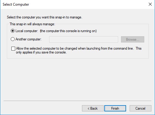 Computador local: (o computador em que este console está sendo executado)