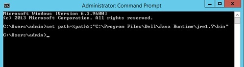 Digitare set path=%path%; C:\Programmi\Dell\Java Runtime\jre1.7\bin