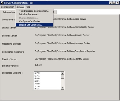 Import DM Certificate