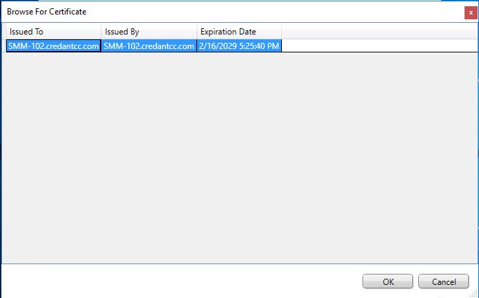 突出显示证书,然后单击 确定