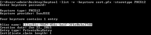 Введите keytool -list -v -keystore <PFX filename> -storetype PKCS12