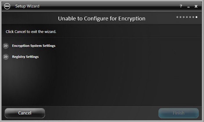 Nie można skonfigurować szyfrowania