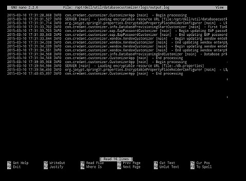 Virtual Edition GNU nano-brugergrænseflade