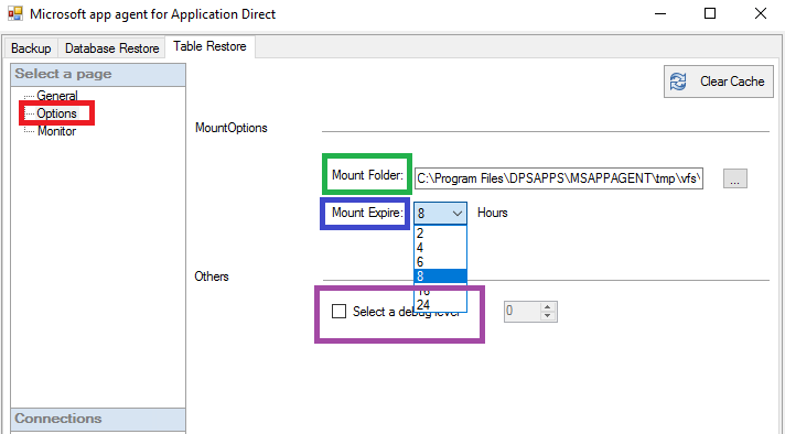 Definir as configurações na página Options