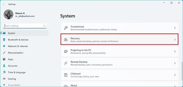 Seite „Systemwiederherstellung“