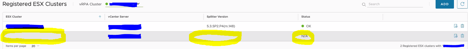 UI showing stale ESXi cluster information that may have been decommissioned but was not removed from RecoverPoint